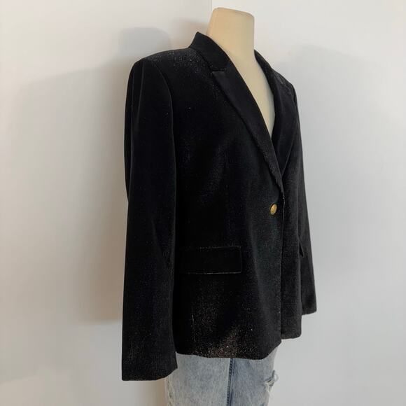 J. Crew Collection Helena Black Metallic Corduroy Jacket Blazer 14 NWT - Picture 7 of 15